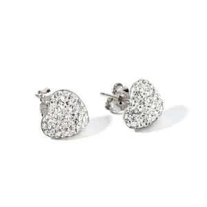 Fehér Szív Alakú Swarovski® Kristályokkal Kirakott S925 Ezüst Fülbevaló