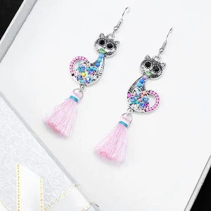 Rózsazsín,macskás női fülbevaló