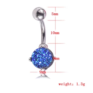 A & ONE Sárga Csillámos Kerek Orvosi Acélból Készült Piercing