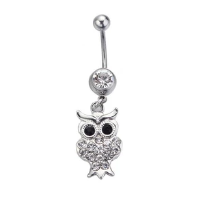 A & ONE Ezüst Színű Fehér Baglyos Orvosi Acélból Készült Köldök Piercing