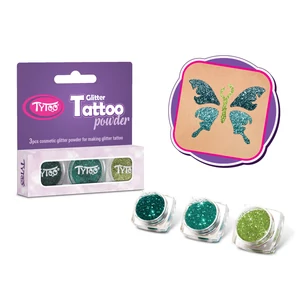 Tytoo Sötét türkizzöld, Világos türkizzöld, Aranyzöld Csillámpor Szett  3 x 2,5 ml