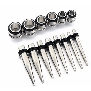 A & ONE Ezüst színű taper fültágító szett - orvosi acél - 1.6 mm