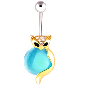 A & ONE Kék cirkóniával díszített cicás köldök piercing