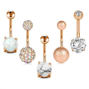 A & ONE Cirkónia kövekkel díszített 5 darabos köldök piercing szett