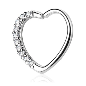 A & ONE Ezüst Színű Szív Alakú Cirkonia Köves Hamis Piercing
