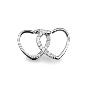 A & ONE Ezüst Színű Szív Alakú Cirkonia Köves Hamis Piercing