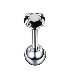 Fekete cirkóia köves apró fülbevaló / piercing