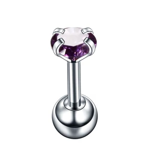 Lila cirkóia köves apró fülbevaló / piercing