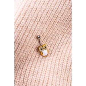 A & ONE Arany Színű Fehér Bagollyal Díszített Piercing