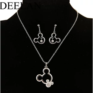 A & ONE Mickey Egeres Ezüst Színű Réz Ékszer Szett Cirkónia Kövekkel