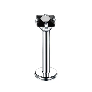 A & ONE Ezüst Színű Rozsdamentes Acél Piercing Fekete Cirkónia Kővel, 8 mm