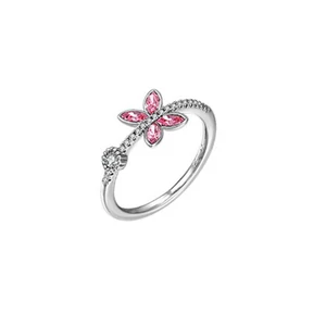 A & ONE Ezüst Színű Antiallergén Pillangó Alakú Gyűrű Swarovski®  Kristállyal