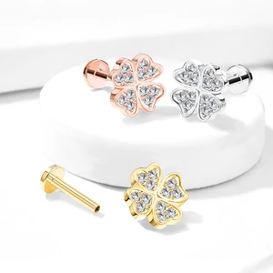 A & ONE 14 Karátos Arannyal Bevont Rózsaarany Színű Lóhere Alakú Piercing, 6 mm