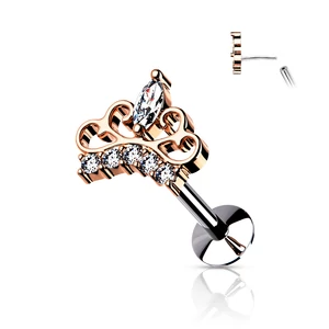 A & ONE 14 Karátos Arannyal Bevont Rózsaarany Színű Korona Formájú Piercing