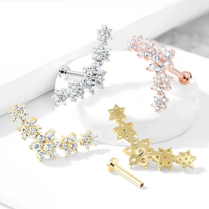 A & ONE 14 Karátos Arannyal Bevont Ezüst Színű Virág Alakú Íves Piercing