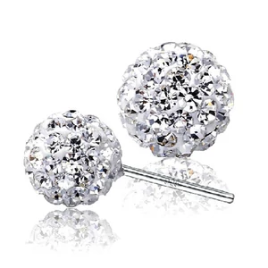 A & ONE Ezüst Gömb Fülbevaló Swarovski® Kristályokkal Díszítve