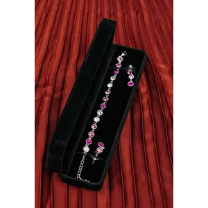 A & ONE Rózsaszín Swarovski® Köves Nikkelmentes Fémből Készült Női Karkötő És Fülbevaló Szett