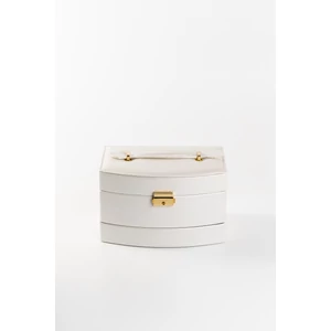 Gyöngyház Fehér Magában Rózsa Mintás Műbőr Ékszertartó Táska