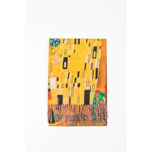 Színes Sál Gustav Klimt Mintával Alján Rojtokkal