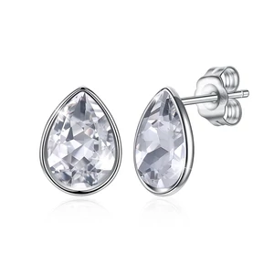A & ONE S925 Ezüst Csepp Alakú Fülbevaló Fehér Swarovski® Kristállyal