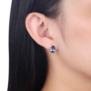 A & ONE S925 Ezüst Csepp Alakú Fülbevaló Kék Swarovski® Kristállyal