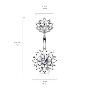 A & ONE 14K Arannyal Bevont Ezüst Orvosi Acél Köldök Piercing