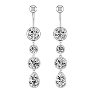 A & ONE Ezüst Színű Rozsdamentes Acél Lógós Köldök Piercing
