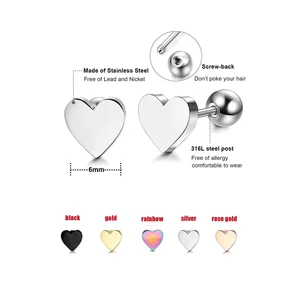 A & ONE Arany Színű, Rozsdamentes Acél Szív Alakú Fül Piercing, 6,5 mm