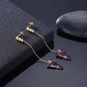 A & ONE Aranyozott S925 Ezüst Lógós Fülbevaló Lila Swarovski® Kristályokkal