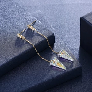 A & ONE Aranyozott S925 Ezüst Lógós Fülbevaló Színváltós Swarovski® Kristályokkal
