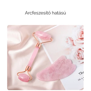 A & ONE Rózsakvarc Arc Masszírozó Roller És Gua Sha Szett