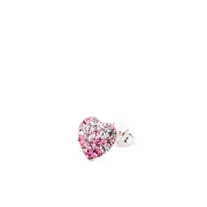 A & ONE S925 Ezüstből Készült Szívecske Alakú Rózsaszín Swarovski Köves Fülbevaló