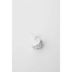 A & ONE Nyitott Félgömb Alakú Fehér Swarovski Köves S925 Ezüst Fülbevaló
