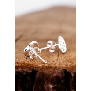 Fehér Szív Alakú Swarovski® Kristályokkal Kirakott S925 Ezüst Fülbevaló -12mm