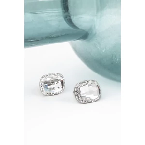 Esküvői Kocka Alakú Fehér Swarovski Kövekkel Díszített S925 Ezüst Fülbevaló