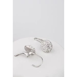 Fehér Swarovski Kövekkel Díszített S925 Ezüst Fülbevaló Félgömb Medállal