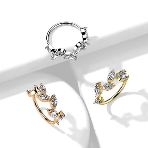A & ONE Arany Színű 14 K Arannyal Bevont Karika Piercing Cirkónia Kövekkel