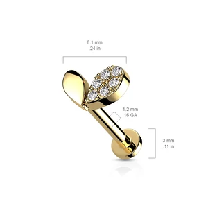 A & ONE Rózsaarany Színű 316L Orvosi Acél Egyenesszárú Labret Piercing Cirkónia Köves Szívecskés Véggel