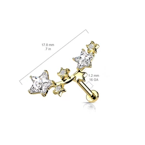 A & ONE Arany Színű Orvosi Acél Labret Piercing Cirkónia Köves Csillag Díszítéssel