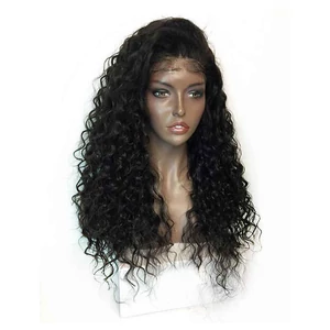 Fekete Színű Göndör Lace Front Szintetikus Paróka 65 cm