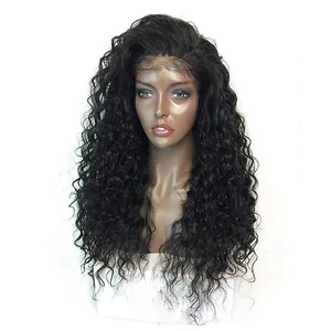 Fekete Színű Göndör Lace Front Szintetikus Paróka 65 cm