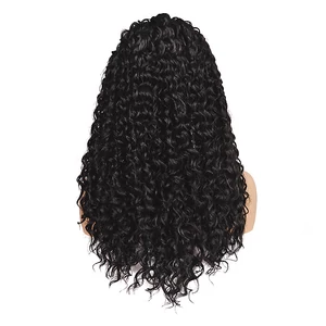 Fekete Színű Göndör Lace Front Szintetikus Paróka 65 cm