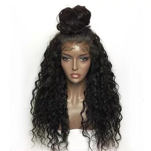 Fekete Színű Göndör Lace Front Szintetikus Paróka 65 cm