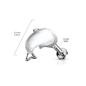 A & ONE Ezüst Színű 316L Orvosi Acél  Piercing Delfin Formájú Opállal