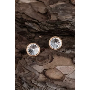 Fehér Swarovski Kövekkel Díszített Apró Aranyozott Réz Fülbevaló