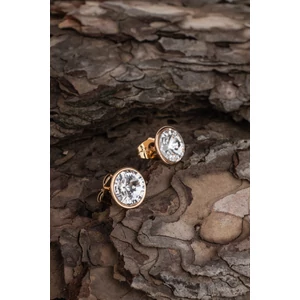 Fehér Swarovski Kövekkel Díszített Apró Aranyozott Réz Fülbevaló