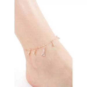 A & ONE Rosegold, Eiffel Torony Medállal Díszített Rozsdamentes Acél Bokalánc