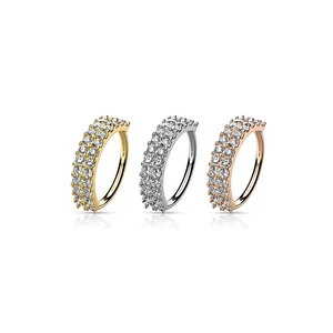 A & ONE Csillogó Kövekkel Díszített Rosegold Színű Sárgaréz Karika Orr/Fülpiercing
