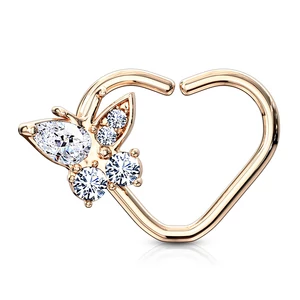 A & ONE Rosegold Színű 316L Orvosi Acél Szív Alakú Fül Piercing