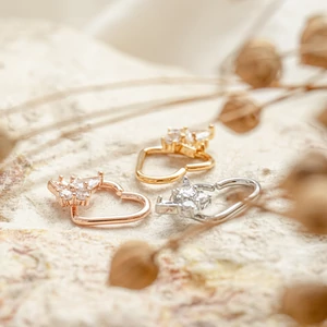 A & ONE Rosegold Színű 316L Orvosi Acél Szív Alakú Fül Piercing